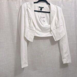 Forever 21 cropped career jacket ivory-s
